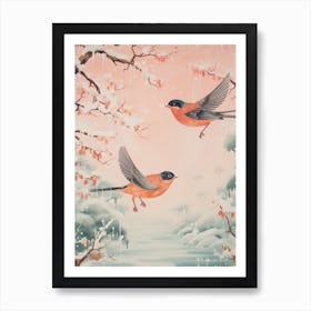 Vintage Japanese Inspired Bird Print Robin 9 Art Print