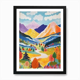 Abstract Autumn Mountain Painting Scenery Art Print