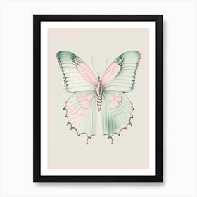 Butterfly Outline Vintage Pastel 2 Art Print