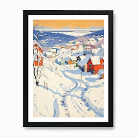 Winter Snow Lillehammer   Norway Snow Illustration 1 Art Print