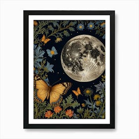 William Morris Moon And Butterflies 1 Art Print