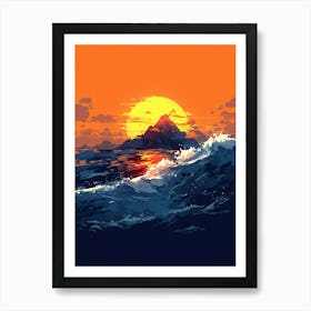 Sunset Over The Ocean 4 Art Print