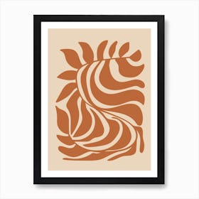 Neutral Abstract Leaves Art Print