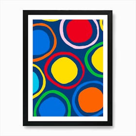 Circles On Blue Background Art Print