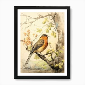 Storybook Animal Watercolour Robin 1 Art Print
