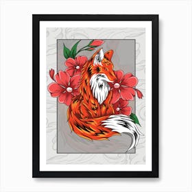 Japanese Style Fox Art Print