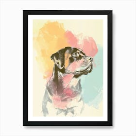 Rottweiler Dog Pastel Watercolour Illustration Art Print