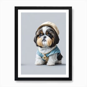 Leonardo Diffusion Sticker Animate Cute Shih Tzu White Backgro 0 Art Print