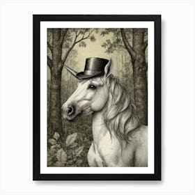 Unicorn In Top Hat Art Print