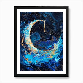 Crescent Moon on the sea Art Print