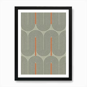 Green Geometric Wavy Lines Art Print