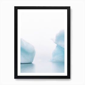 Iceberg Duet In Iceland Glacier Lagoon In Fog Art Print