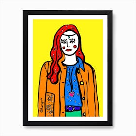 Girl With long Red Hair Art Print
