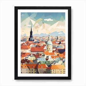 Munich, Germany, Geometric Illustration 3 Art Print