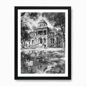 The Bullock Texas State History Museum Austin Texas Black And White Drawing 4 Art Print