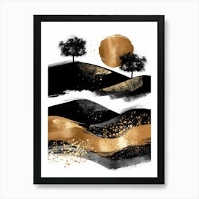 Gold And Black Abstract Painting 36 Art Print