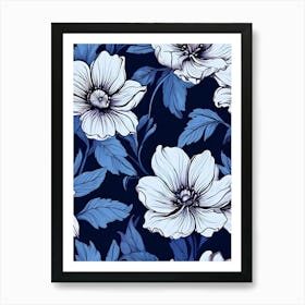 Blue And White Flowers 1 Art Print