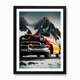 Vintage Car In The Mountains 1 Art Print