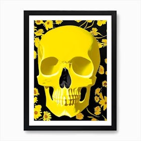 Skull With Floral Patterns 1 Yellow Matisse Style Art Print