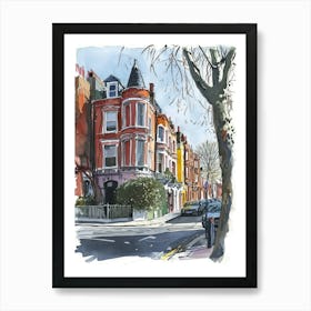Kensington And Chelsea London Borough   Street Watercolour 2 Art Print