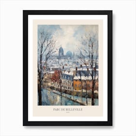 Winter City Park Poster Parc De Belleville Paris France 1 Art Print