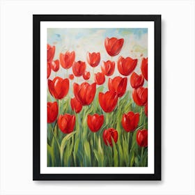 Red Flowers Oil Painting Valentine's Day Art Print