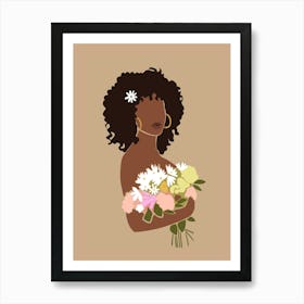 Woman Hand Drawing Boho Minimalist Pastel Colors 11 Art Print