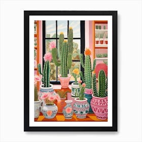 Cactus Painting Maximalist Still Life Organ Pipe Cactus Art Print