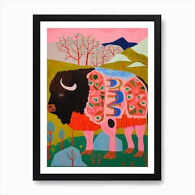 Maximalist Animal Painting Bison Art Print