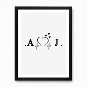 Personalized Couple Name Initial A And J Art Print