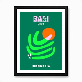 Take me to Bali Indonesia - Minimal Bold Green & Orange Summer - Travel series Art Print