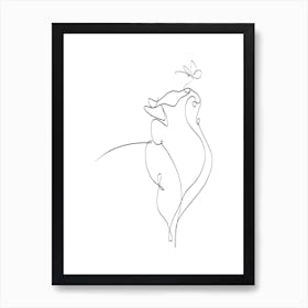 Cat One line drawing Art Print