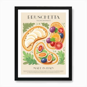 Bruschetta Print Kitchen Art Kitchen Poster Food Art Mid Century Modern Italian Art Print