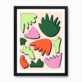 Abstract Colorful Matisse Inspired Seaweed Cutouts Art Print