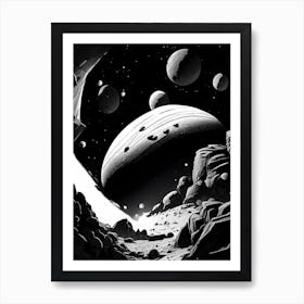 Asteroid Belt Noir Comic Space Art Print