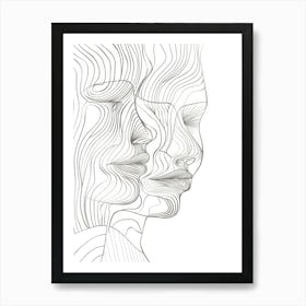 Simplicity Lines Woman Abstract Portraits 6 Art Print