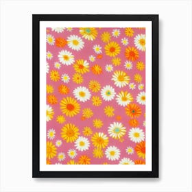 Oxeye Daisy Floral Print Retro Pattern 1 Flower Art Print