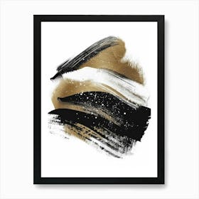 Gold And Black Brush Strokes 32 Art Print