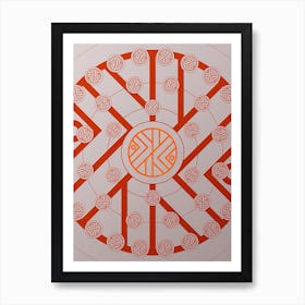 Geometric Abstract Glyph Circle Array in Tomato Red n.0266 Art Print