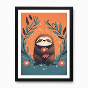 Cute Baby Sloth Scandinavian Style Illustration 2 Art Print