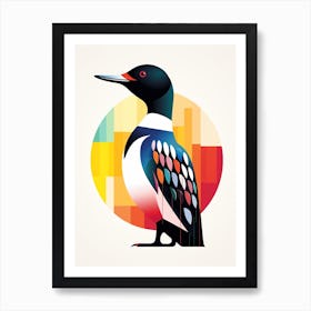 Colourful Geometric Bird Loon 1 Art Print