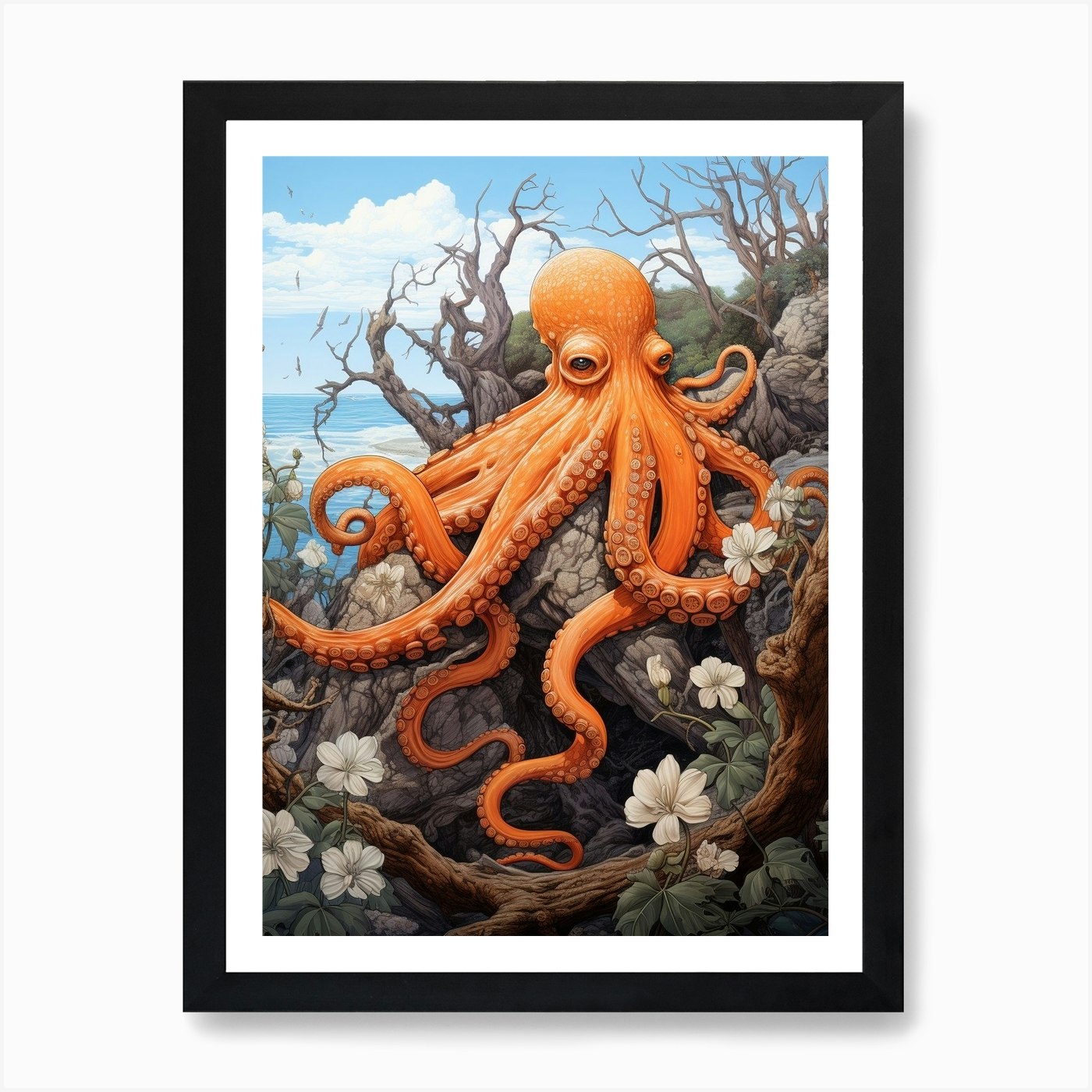 Octopus Exploring Surroundings 1 Art Print