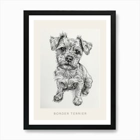Border Terrier Dog Line Sketch 3 Poster Art Print