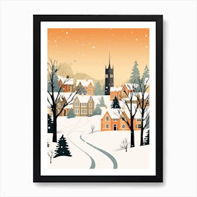 Retro Winter Illustration Canterbury United Kingdom 4 Art Print