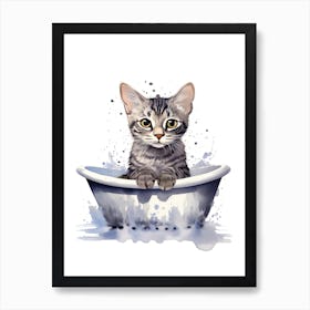 Egyptian Mau Cat In Bathtub Bathroom 1 Art Print