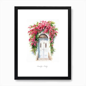 Amalfi, Italy   Mediterranean Doors Watercolour Painting 2 Poster Art Print