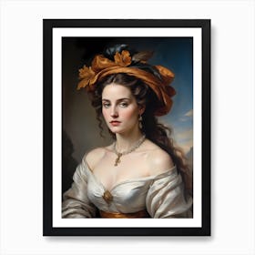 Elegant Classic Woman Portrait Painting (8) Art Print