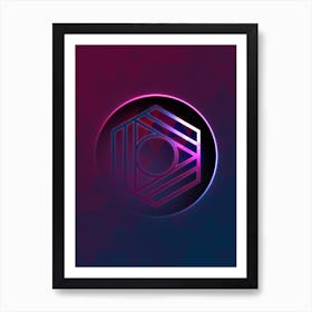 Geometric Neon Glyph on Jewel Tone Triangle Pattern 417 Art Print