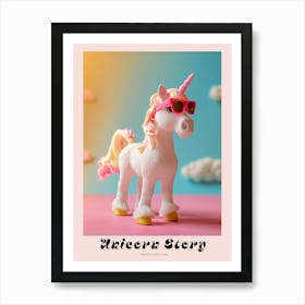 Toy Unicorn In Sunglasses Pastel 2 Poster Art Print