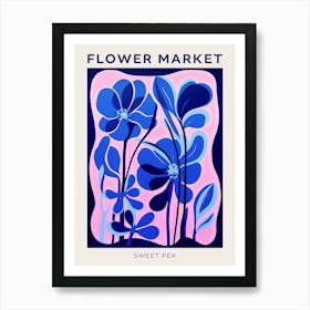Blue Flower Market Poster Sweet Pea 2 Art Print